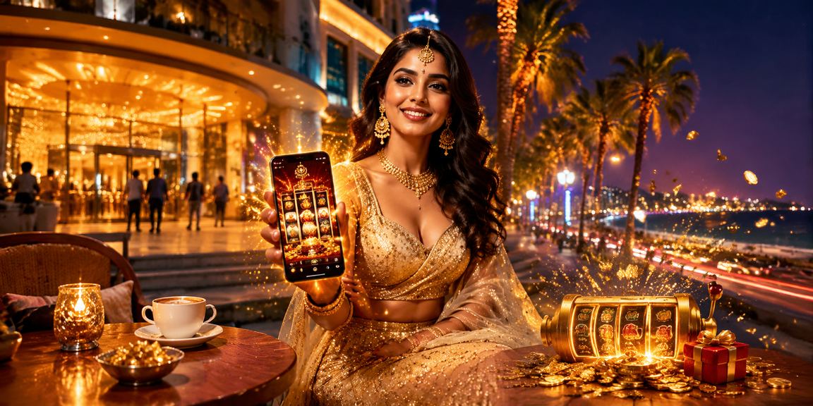 Slot gaming scene in Bangalore MG Road with vibrant colors