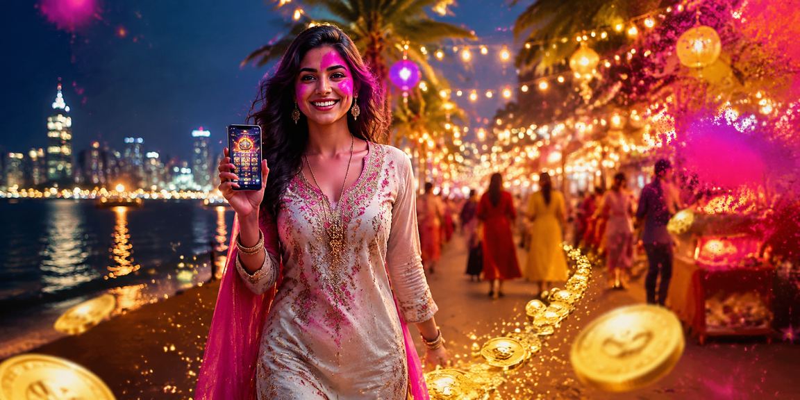 Mumbai Bandra girl with festive red envelope and phone